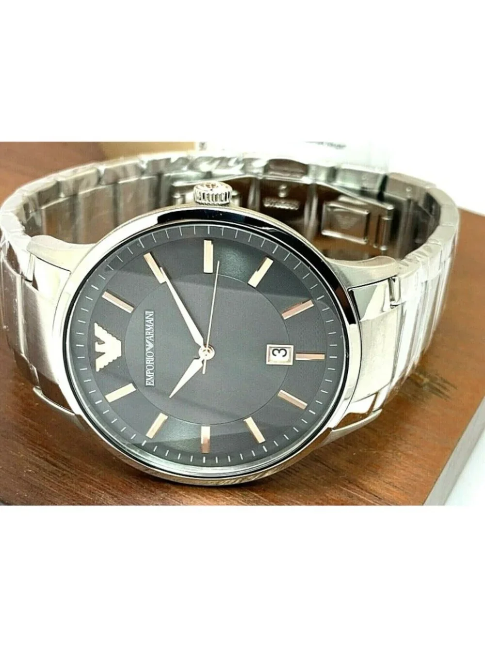 Emporio Armani Men's Watch AR11179 Quartz Gray Dial Silver Stainless Steel 43mm